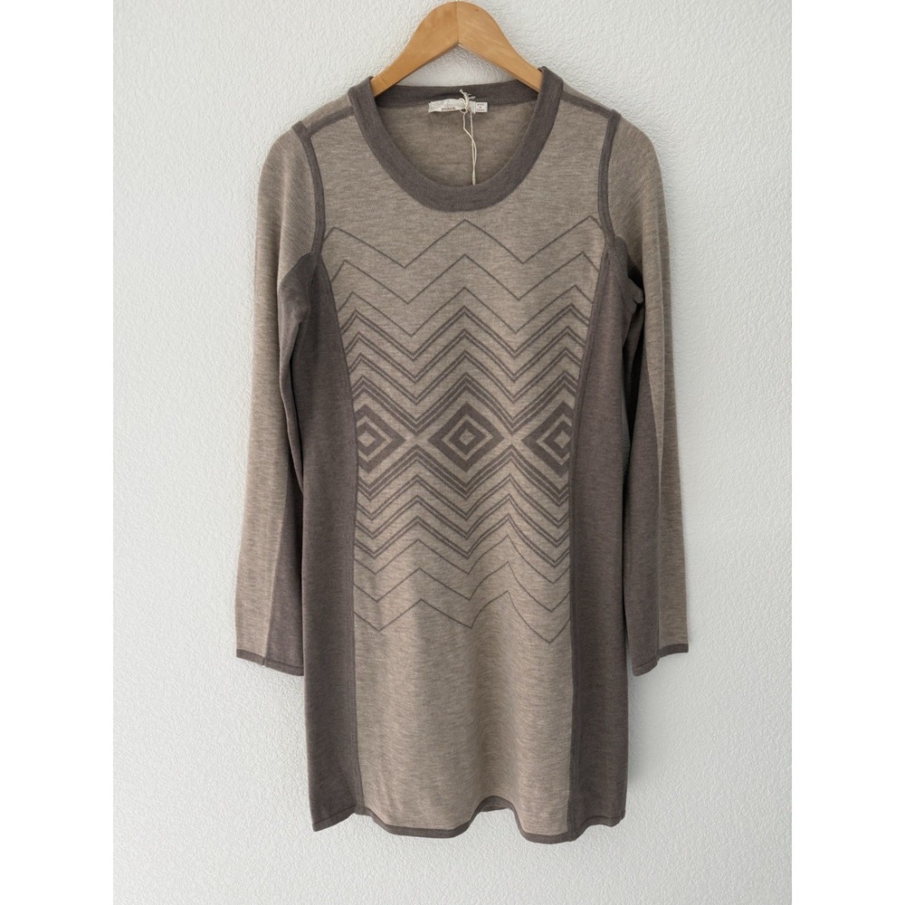 Prana Wool Blend Delia Sweater Dress Small Tan Aztec Tribal Western Southwestern